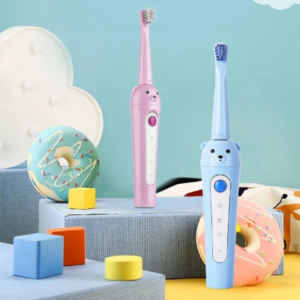 Trade Shop - Spazzolino Elettrico Per Bambini Ricaricabile Usb Bear 3 Modalità Testine Q-ys9 -