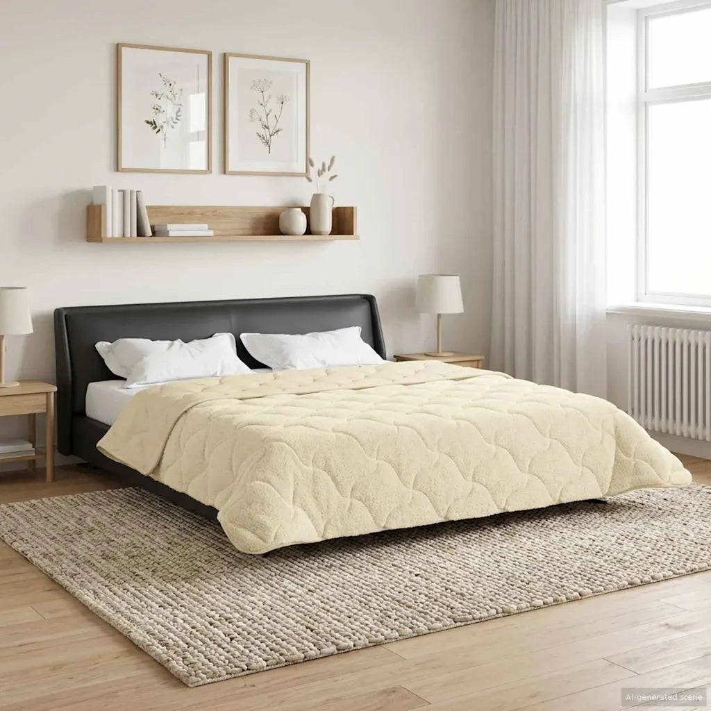 Duvet Invernale Crema 200 x 240 cm Microfibra e Fleece Teddy 42026365