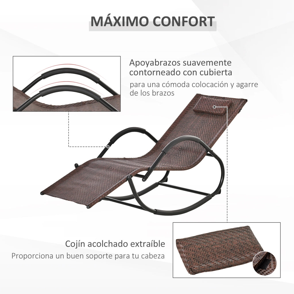 Poltrona dondolo da esterno ¨C zephmum ¨C marrone 157x60x80 cm
