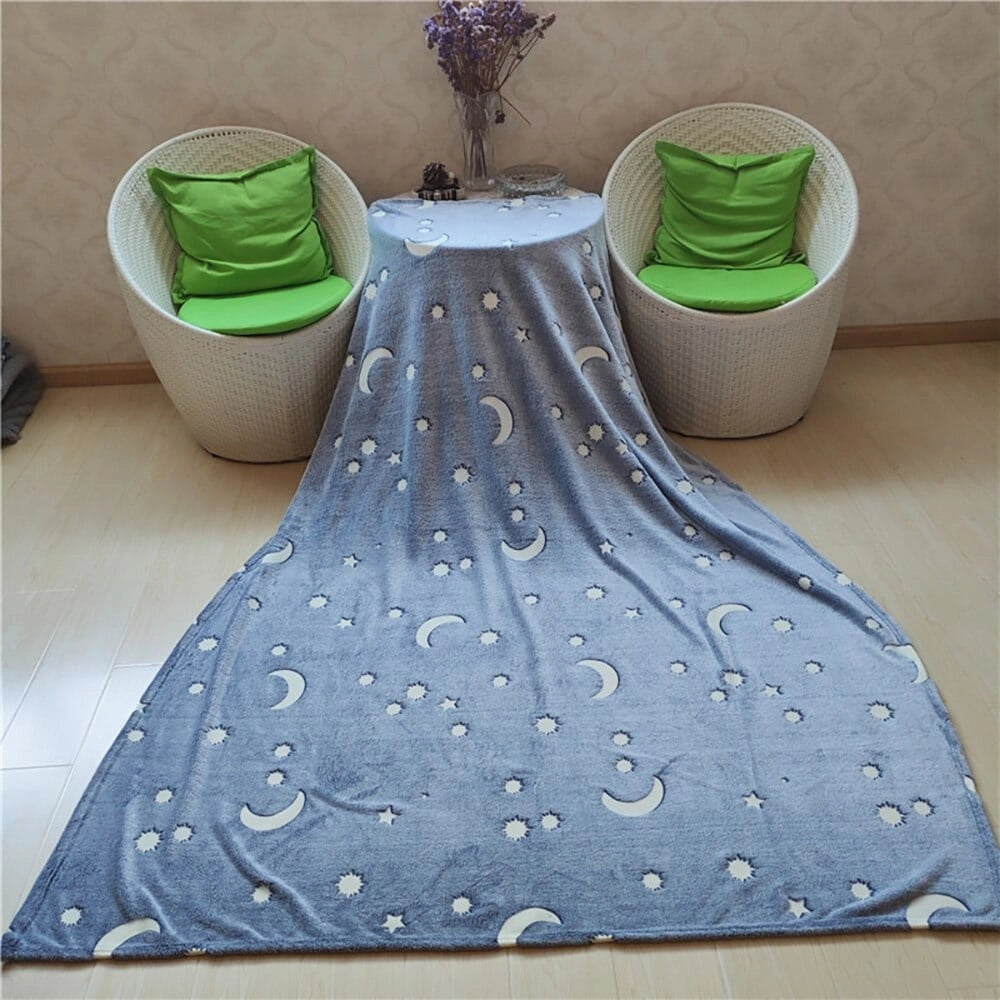 Trade Shop - Coperta Plaid In Pile Con Stelle Che Si Illuminano Al Buio Morbida Idea Regalo -