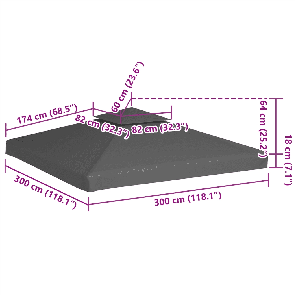 Copertura Superiore per Gazebo a 2 Strati 310 g/mÂ² 3x3m Talpa