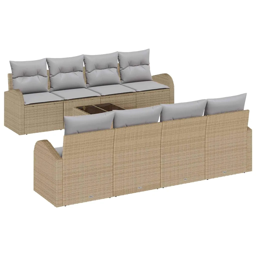 Set Divano da Giardino 9 pcs Beige e grigio polyrattan 3354639