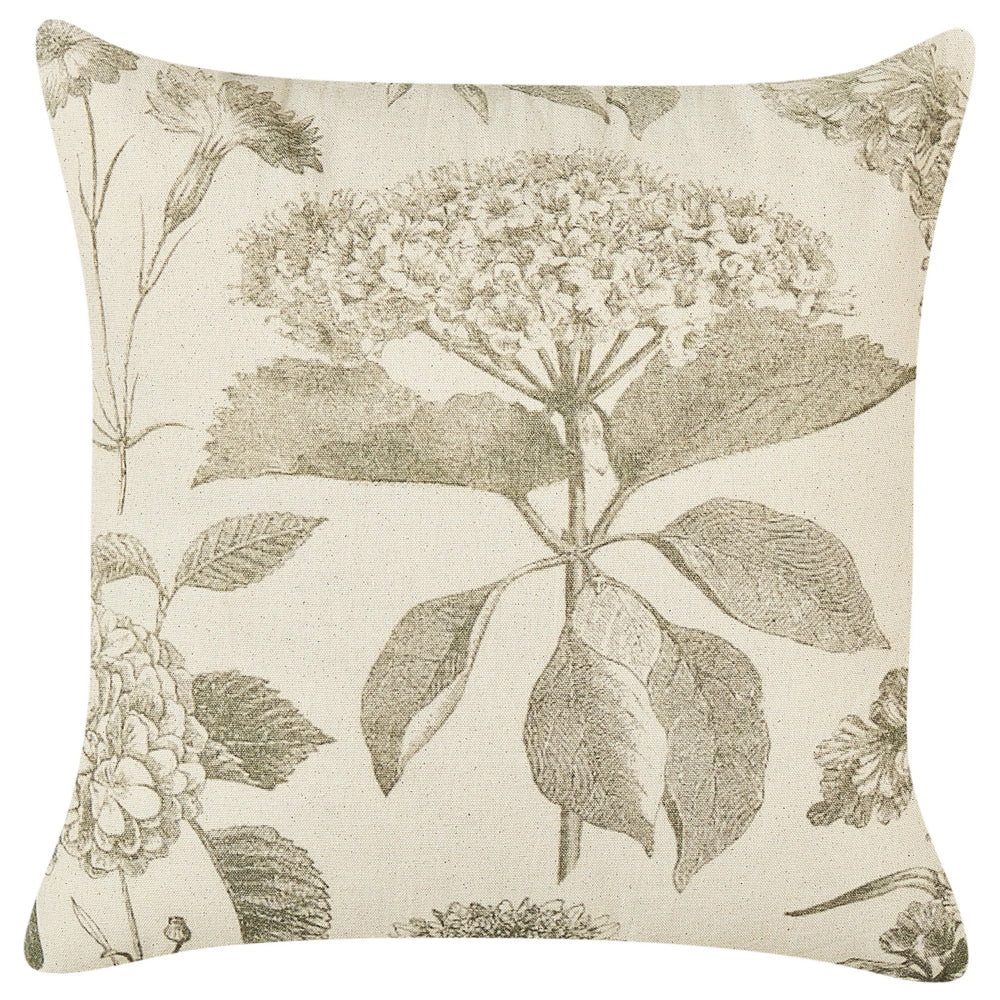 Set di 2 cuscini in cotone beige e verde  fatti a mano con stampa floreale 45 x 45 cm motivo con fiori elegante