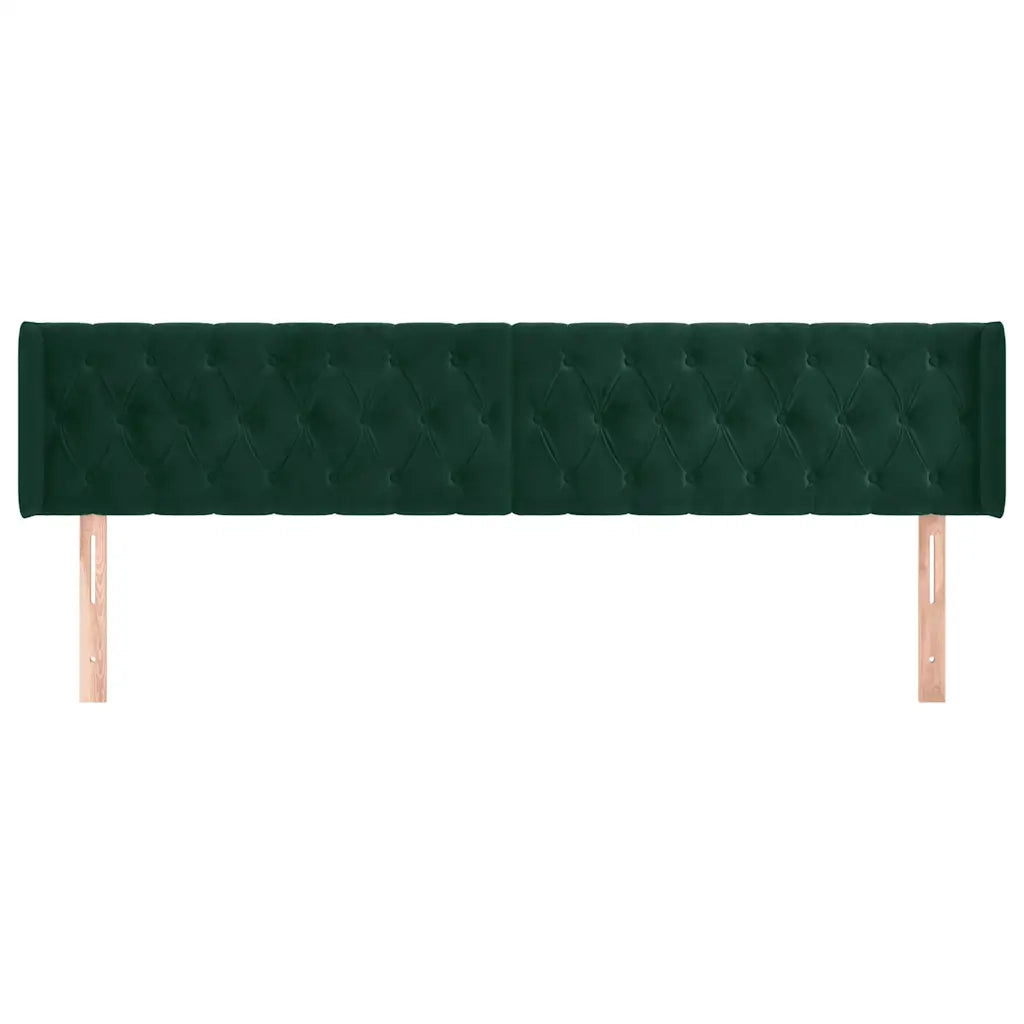 Testiera ad Orecchio-Testata con Orecchie Verde Scuro 203x16x78/88 cm in Velluto 435484