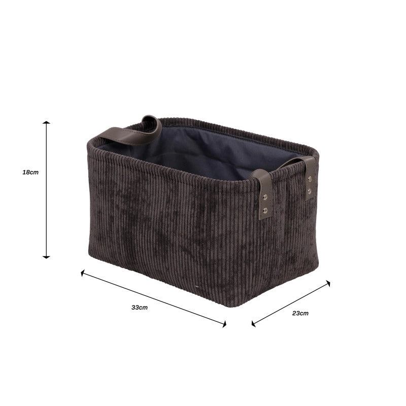 Set di 6 Cesti porta tutto Micol Grigio Scuro 33x23x18cm Velluto A Coste