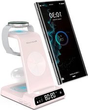 Base di Ricarica Digitale per Ora, Caricatore Senza Fili per Galaxy Watch 6 Caricatore Senza Fili per S24 Ultra S23 S22 - Piastra di Ricarica Senza Fili per Auricolari Galaxy Buds Pro Z Flip 5