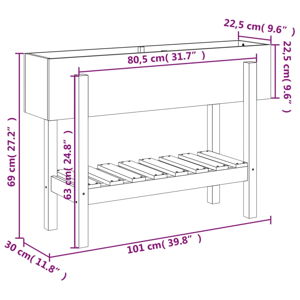 Fioriera Rialzata Giardino-Vaso da Esterno-Supporto per Vaso 101x30x69 cm Legno Massello Douglas
