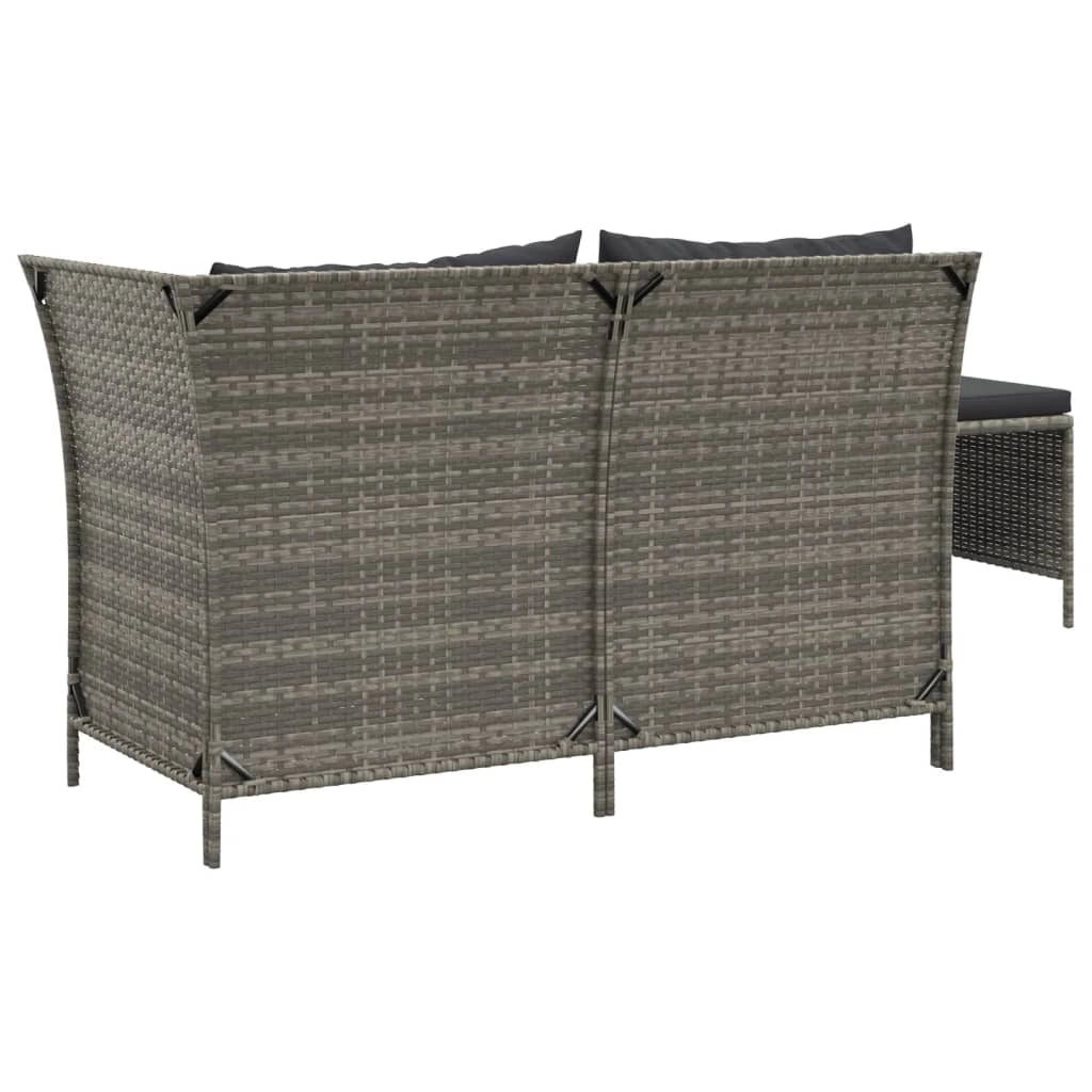 Set di mobili da giardino mobili da esterno set da 3 pezzi con cuscini resina intrecciata grigia 02_0015978