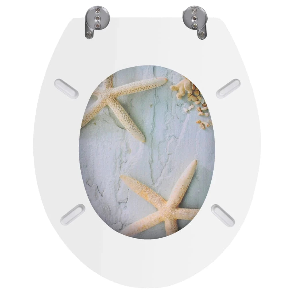 Sedile WC con coperchio design stella marina in MDF 02_0002882