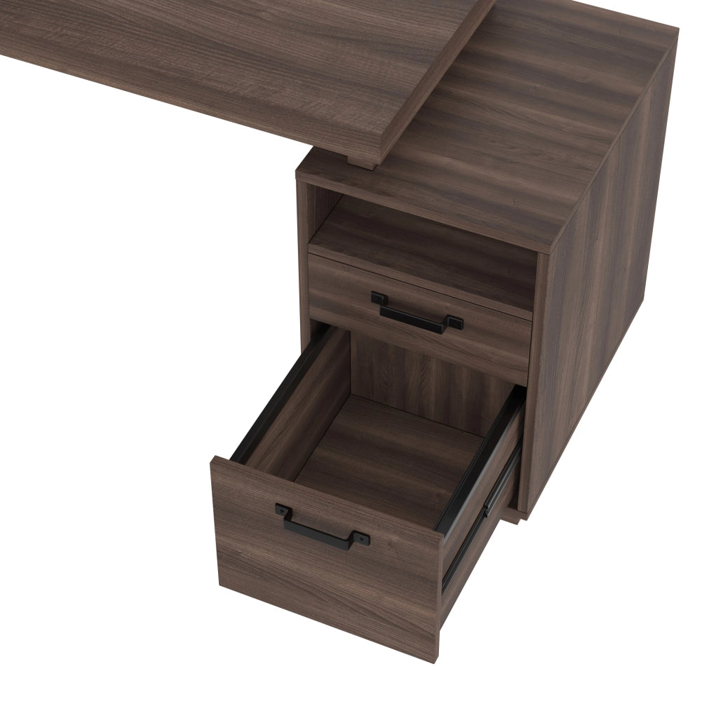 Scrivania moderna 135 x 54 cm in MDF e metallo, colore marrone
