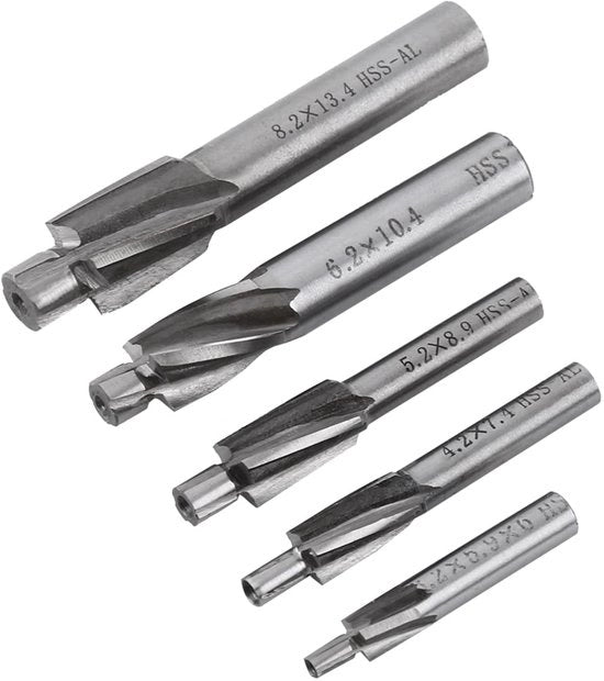 ONF3 - Set di punzoni HSS-AL - 5 pezzi - M3-M8 - Attrezzo duraturo - Adatto per macchine per frese - 4 lamine snodabili
