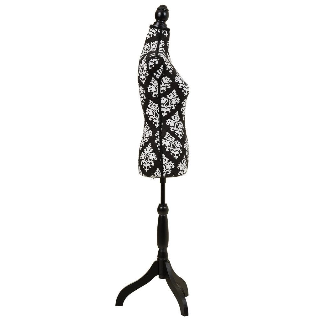 Manichino in legno e schiuma rivestito in tessuto nero 24x37,5x168h
