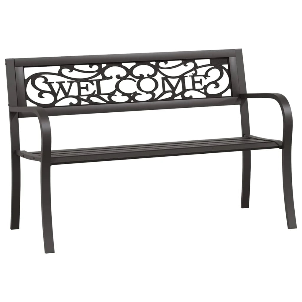 Panca da giardino mobili da esterno per patio terrazza 125 x 53 x 77 cm acciaio nero 02_0011230