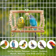 Giocattoli per Uccelli, 7 PCS Giocattolo Pappagallo, Giocattolo per Uccelli da Mordere in Legno, Pendolo da Sospensione, Sballo e Salita, Giocattolo per Gabbia di Uccelli per Parracci, Pappagalli, Falchi, Passeri, Arini