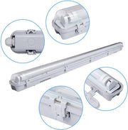 4x LED Striscia LED acqua resistente per tubo LED T8, Striscia LED IP65, 120 cm, 1 x 18W, Bianco neutro