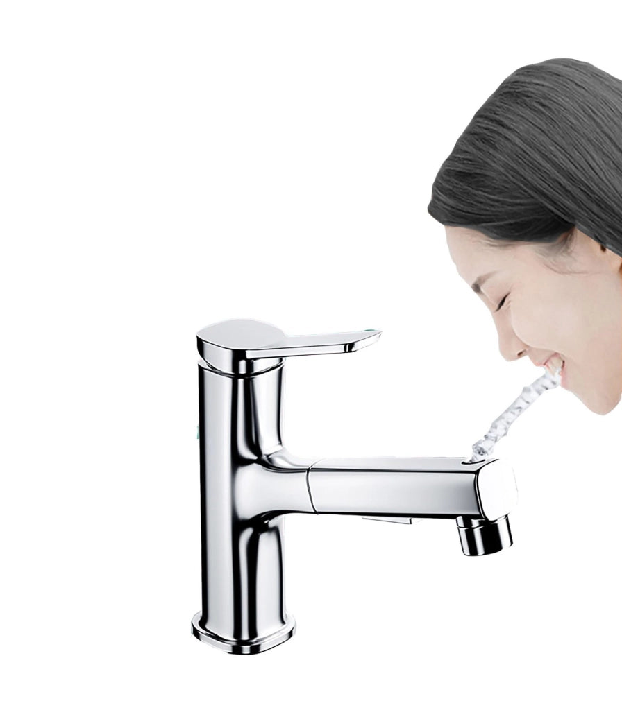 Rubinetto Lavandino Acqua Verticale LH-178 | Rame Massiccio | Estraibile | 2 Modi Acqua | Acqua Verticale per Risciacquo Dentale