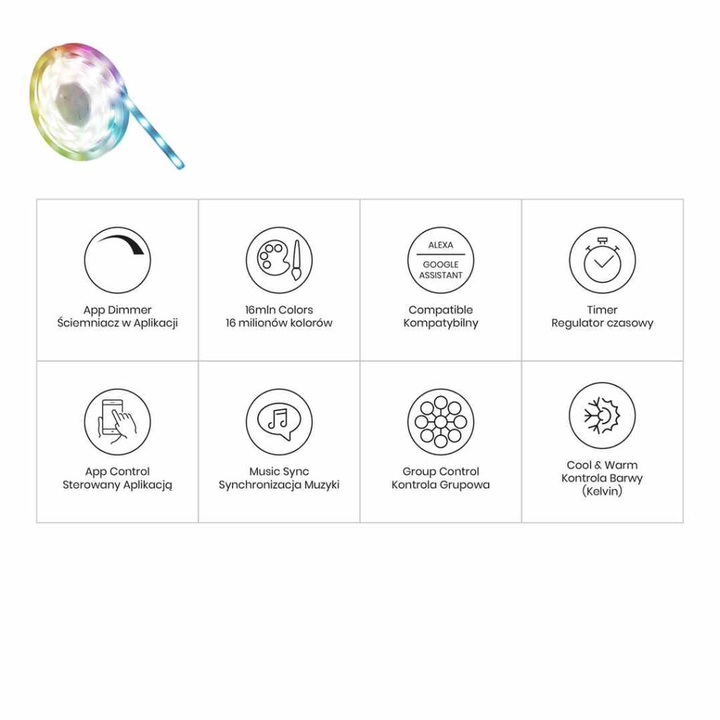 Kit striscia LED 3m RGBW WiFi Tuya IP65 Eko-Light EKSM7689