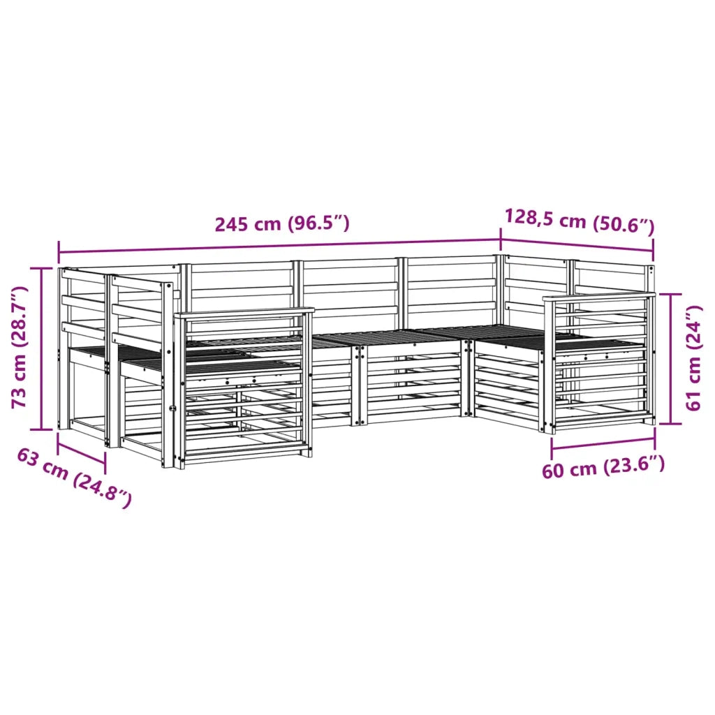 Set divani 6 pcs Naturale Legno di Acacia Massello