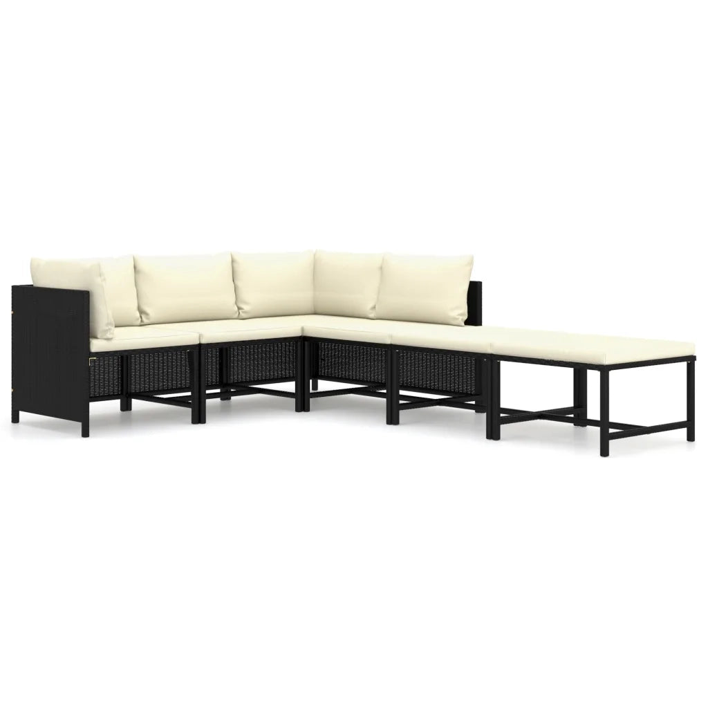 Set Divani da Giardino 6 pz con Cuscini in Polyrattan Nero cod mxl 36221