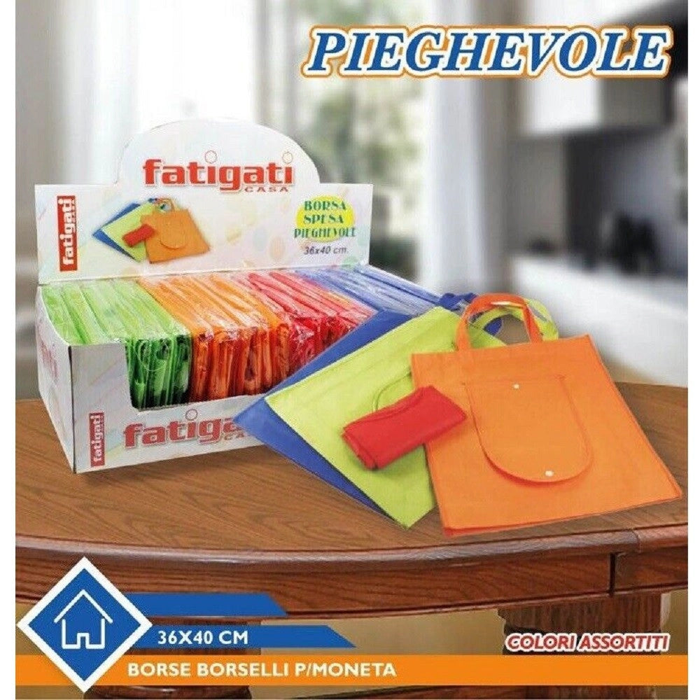 Trade Shop - Set 2 Pz Borsa Borselli Spesa Portamonete Tnt Pieghevole 36x40 Cm Colorata 38642 -