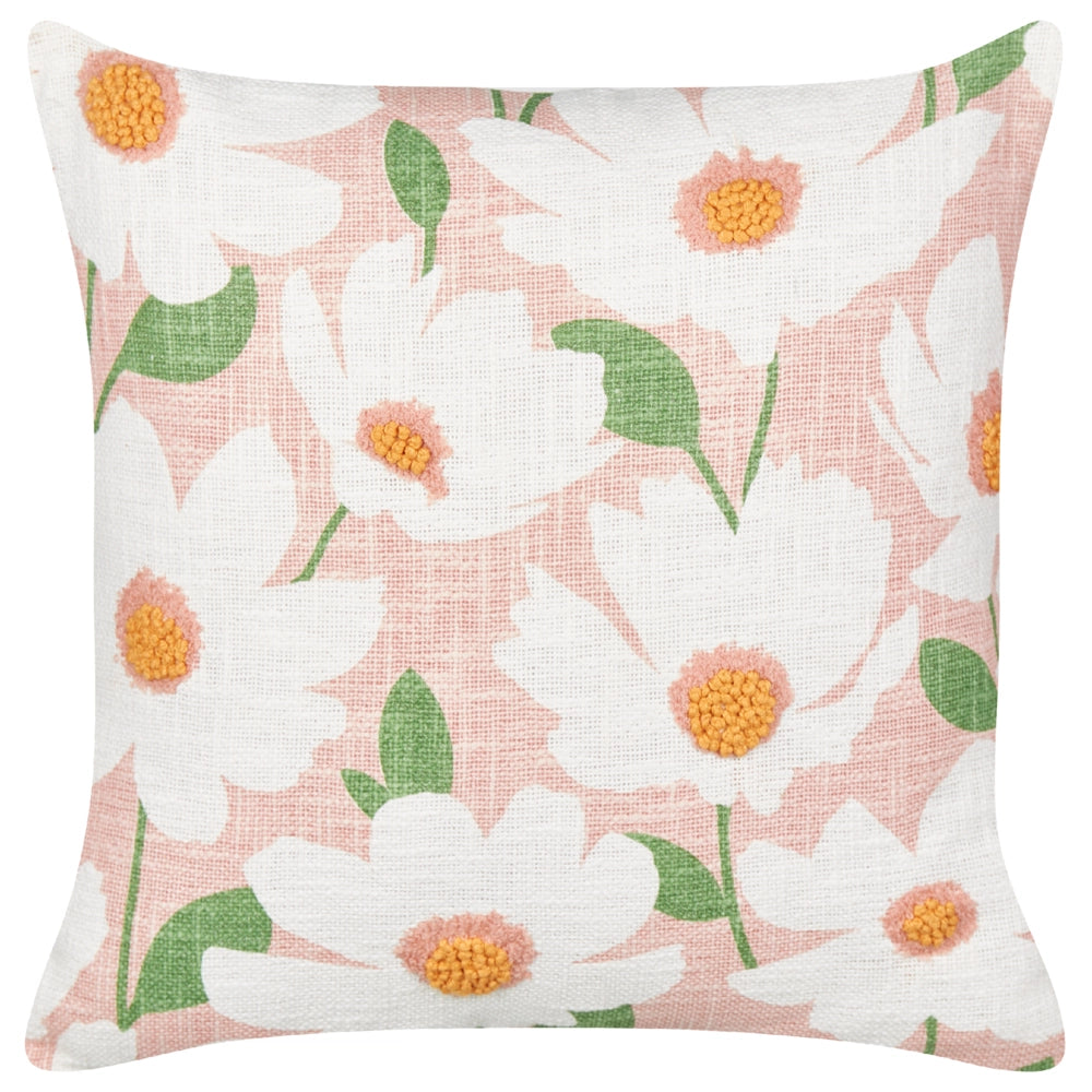 Set di 2 cuscini in cotone rosa con motivo floreale, fatti a mano e sfoderabili 45 x 45 cm con imbottitura stile boho