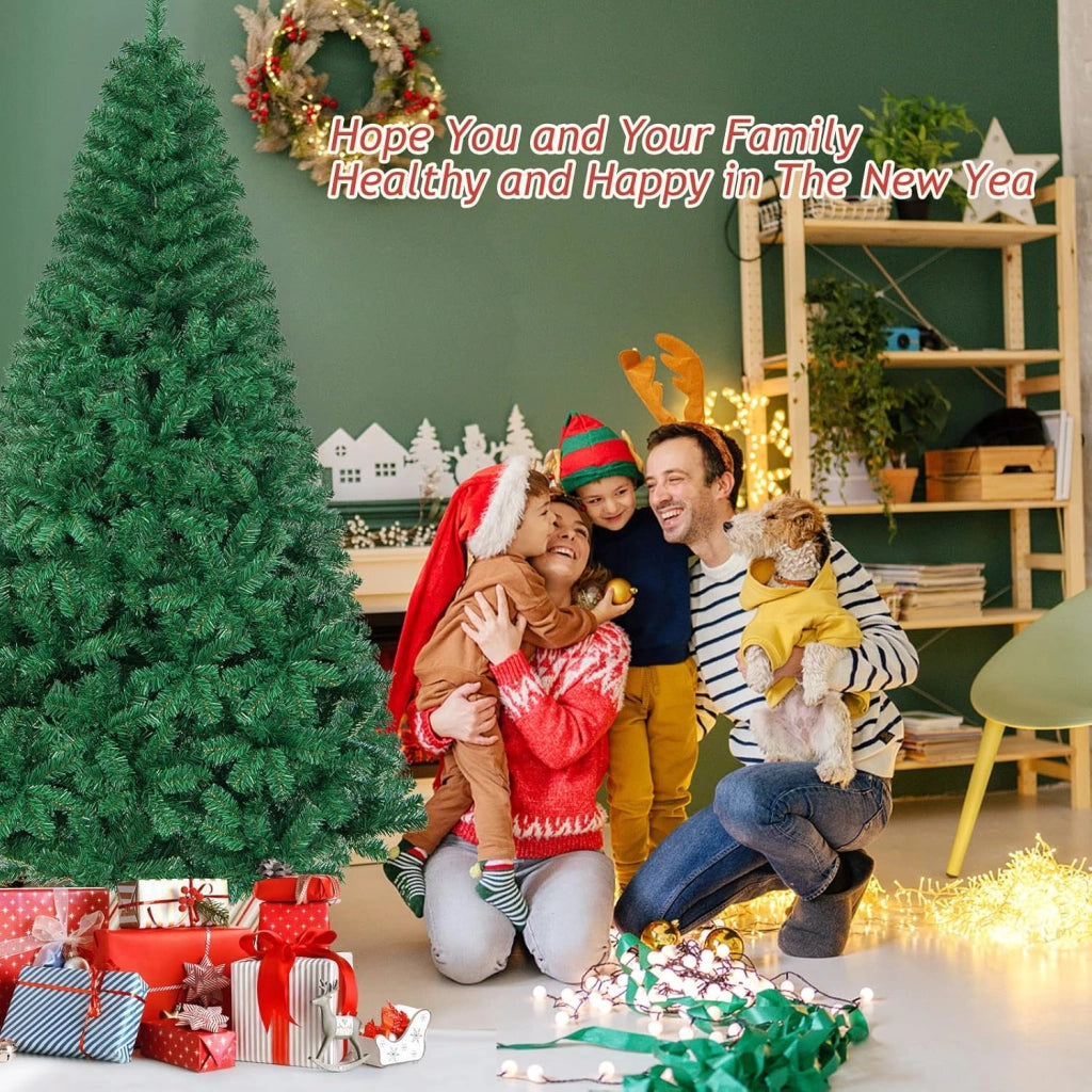 Albero di Natale Verde 150/180/210/240 cm Folto Sintetico, Albero di Natale per Feste, Case, Uffici, Negozi, Bar, Supporto in Ferro, Rami Spessi (210 cm)