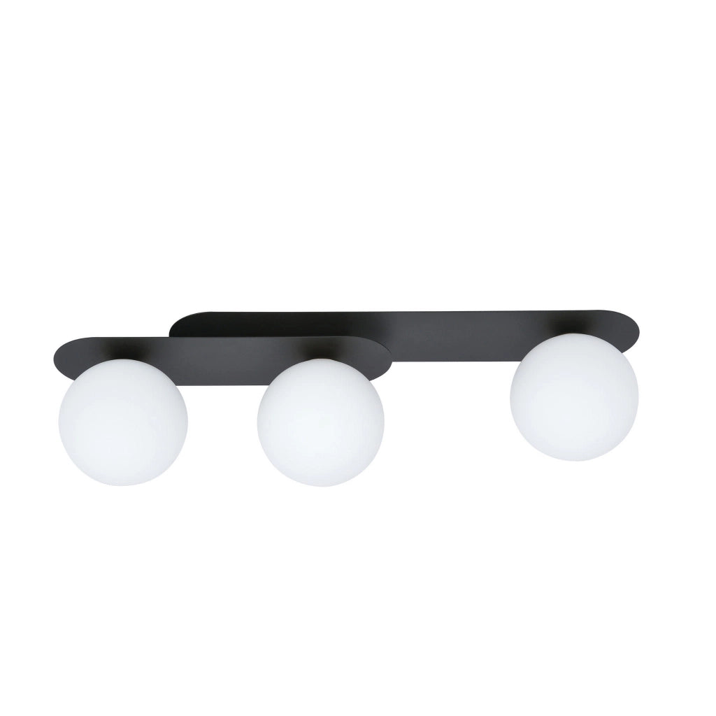 Plafoniera Emibig Plaza 3 luci 3xE14 metallo nero/opal