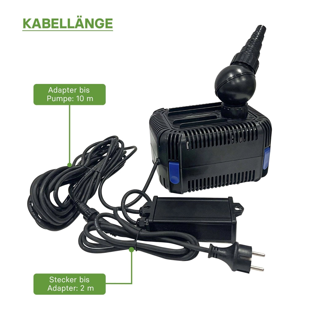CDF-6000 24V DC Pompa laghetto 6000 l/h 40 W Protezione contro blocco e funzionamento a secco