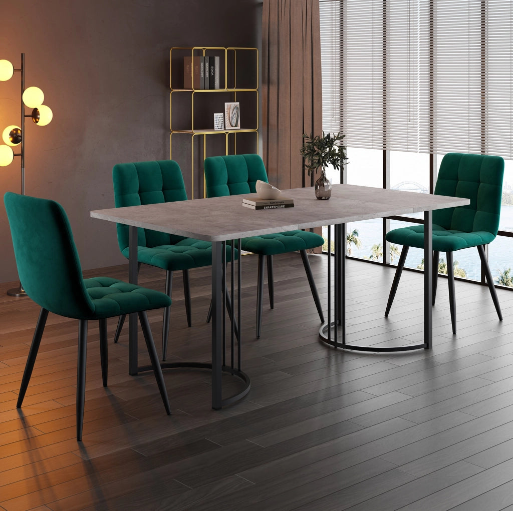Set da pranzo 5 pezzi con tavolo 140x80 cm e 4 sedie