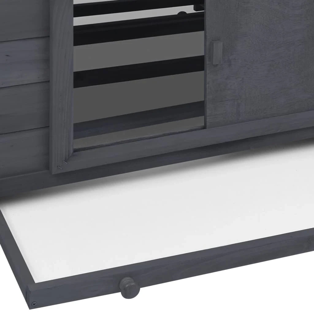 Pollaio 152 x 96 x 110 cm in legno massello di abete grigio e bianco 02_0001703