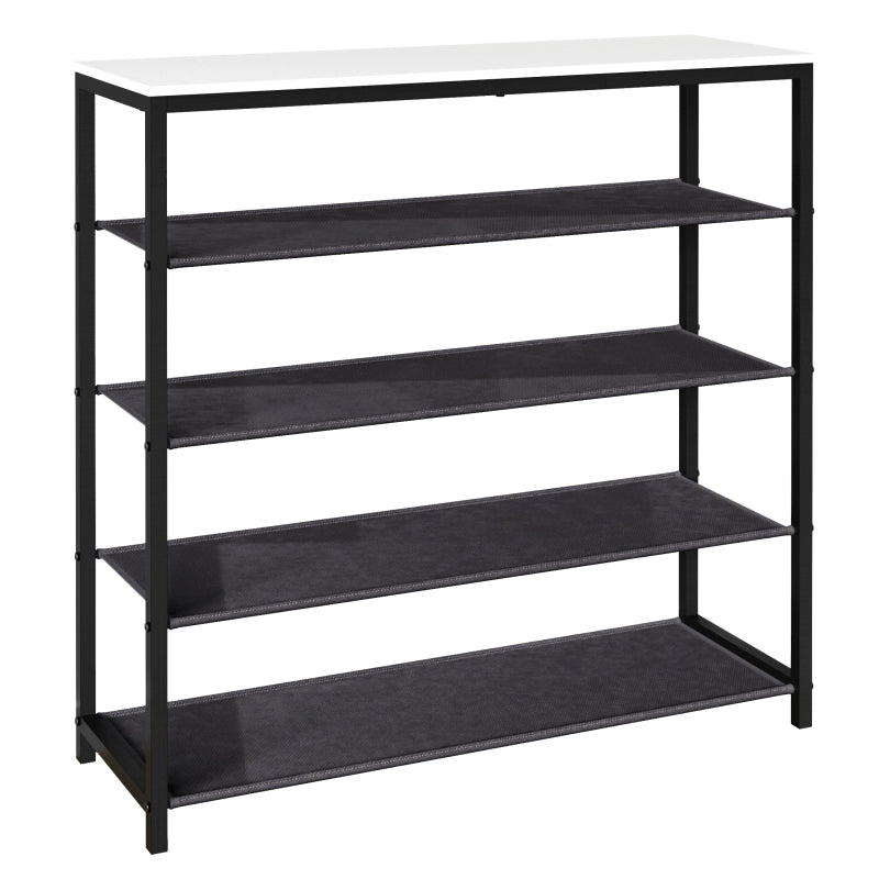 Linea Ferro Scarpiera H87 L90 P30 cm Porta Scarpe in Metallo Salvaspazio con Ripiani Stabili Colore Bianco