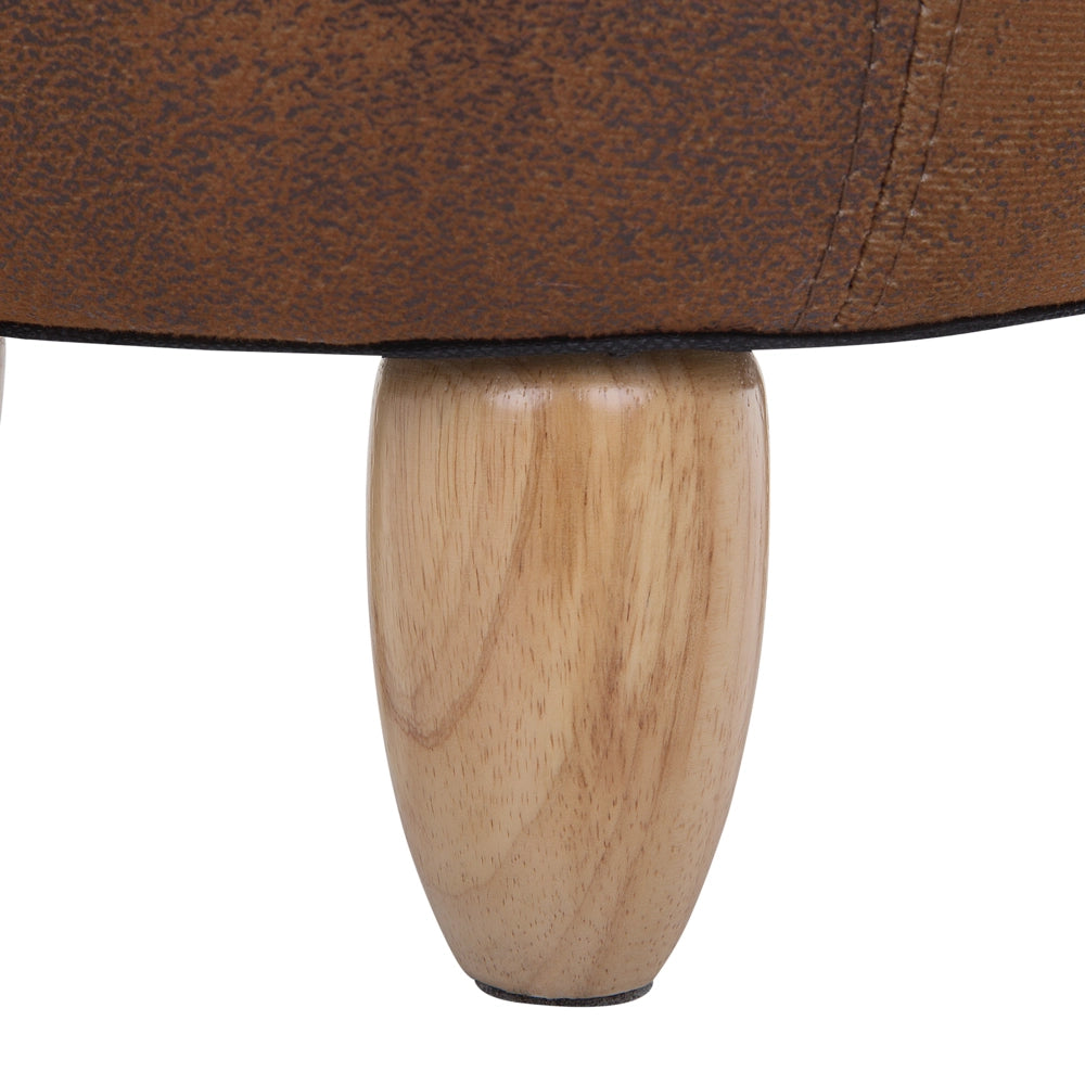 Sgabello per bambini Animale Mucca con contenitore in ecopelle marrone con gambe in legno Poggiapiedi per la scuola materna