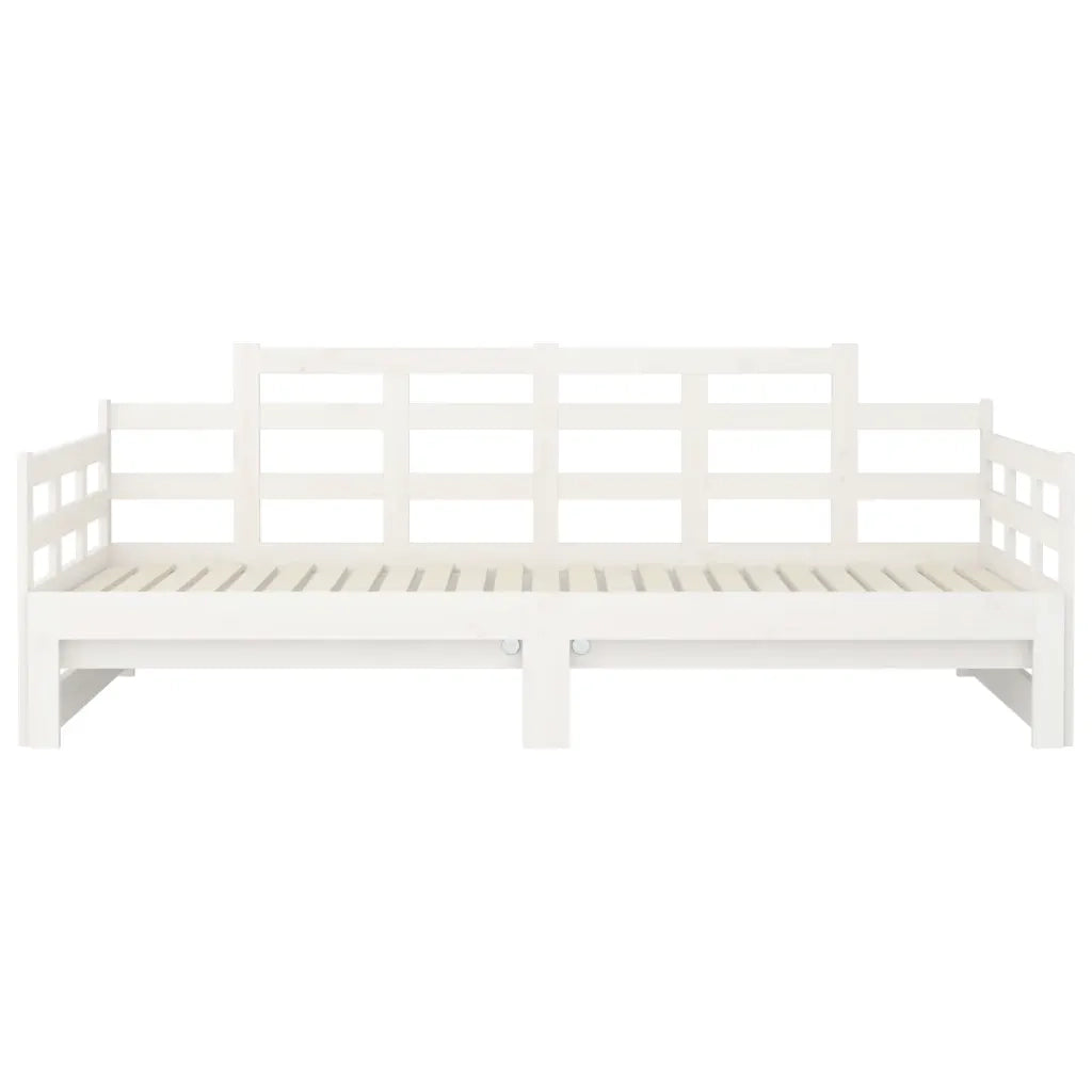 Letto singolo | Letto per adulti | Dormeuse Estraibile Bianca Legno Massello di Pino 2x(90x200) cm