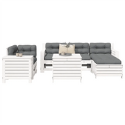 Set Divani da Giardino 7 pz Bianco in Legno Massello di Pino 3250509