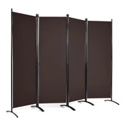 Paravento a 4 pannelli da interno in metallo-Divisorio pieghevole con piedini stabili 220x173cm Marrone