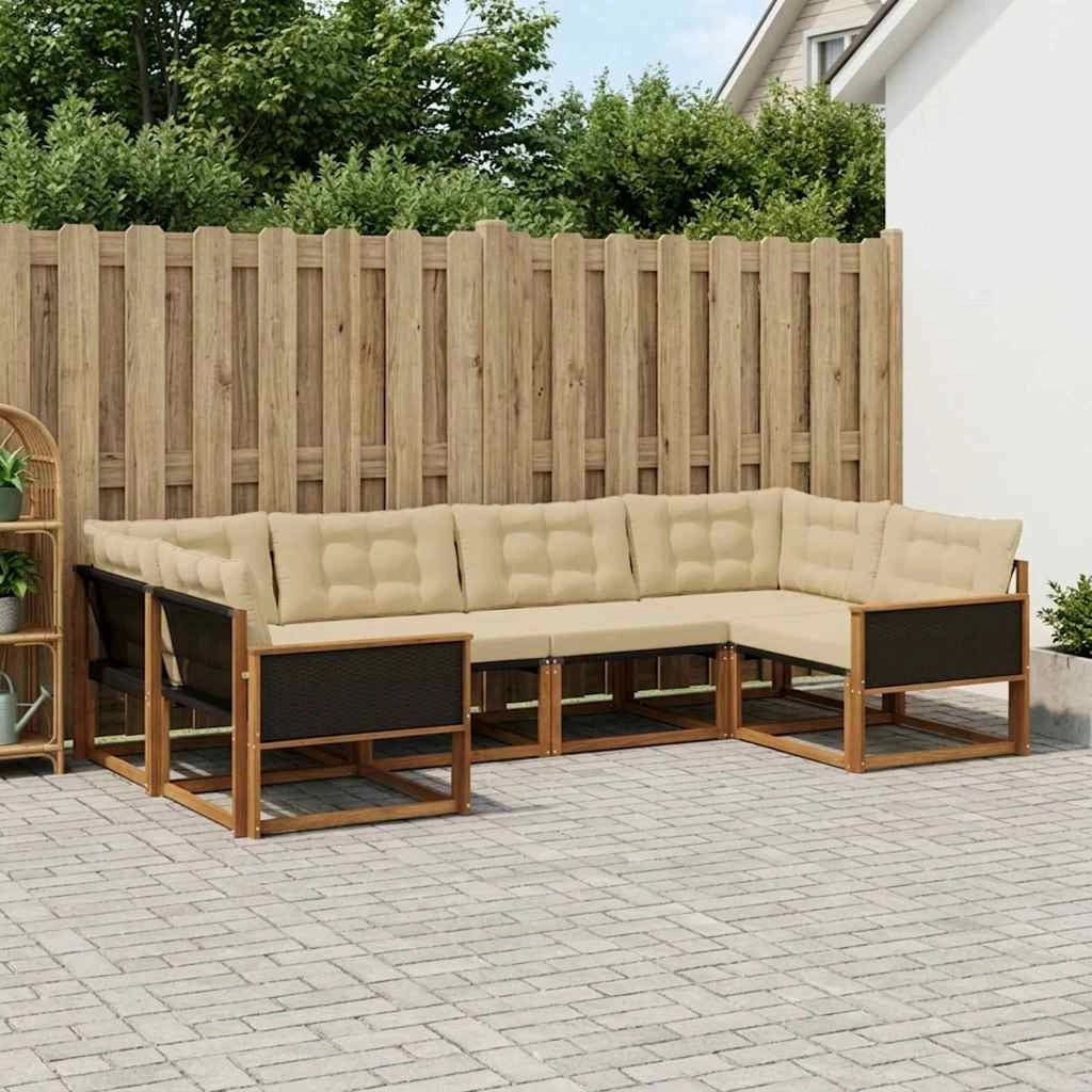 Set di divani da esterno 6 pz Naturale e Beige 3381641