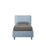BS COM Letto singolo con rete imbottito 90x200 microfibra azzurro