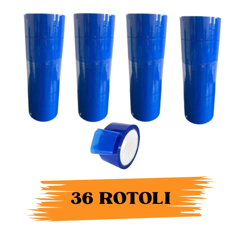 36 ROTOLI NASTRO ADESIVO DA IMBALLAGGIO 48mmX66M COLORE ROSSO- VERDE- BLU- BIANC Colore: Blu
