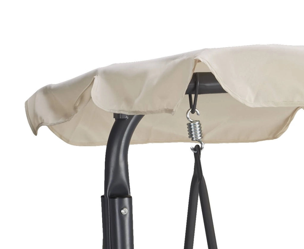 Dondolo tre posti con copertura, acciaio e poliestere 180 gr/mÂ², beige 113x190 h.165cm Fredi