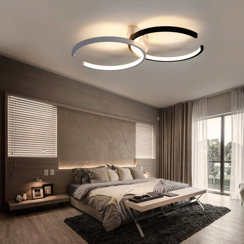 ZMH Lampada da soffitto 55cm ferro bianco nero per soggiorno sala pranzo camera letto