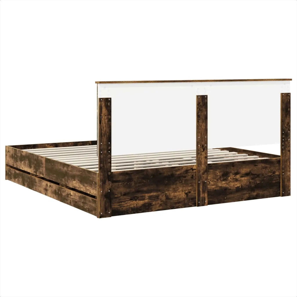 Struttura del letto con cassetto Rovere fumé 200 x 200 cm 3409430