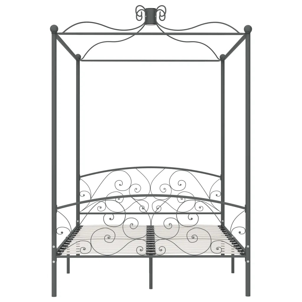 Letto a Baldacchino Grigio in Metallo 120x200 cm cod mxl 61964