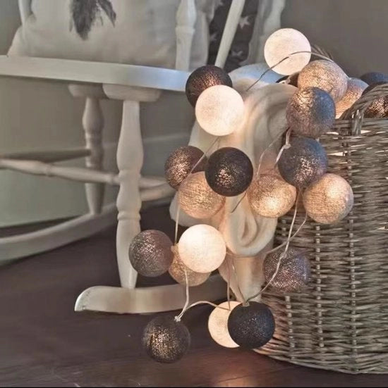 Lanterna a LED con palline di cotone e 20 lenti dimmerabili, lunghezza 3 metri, adatta per uso interno in camere, nursery, matrimoni e feste.