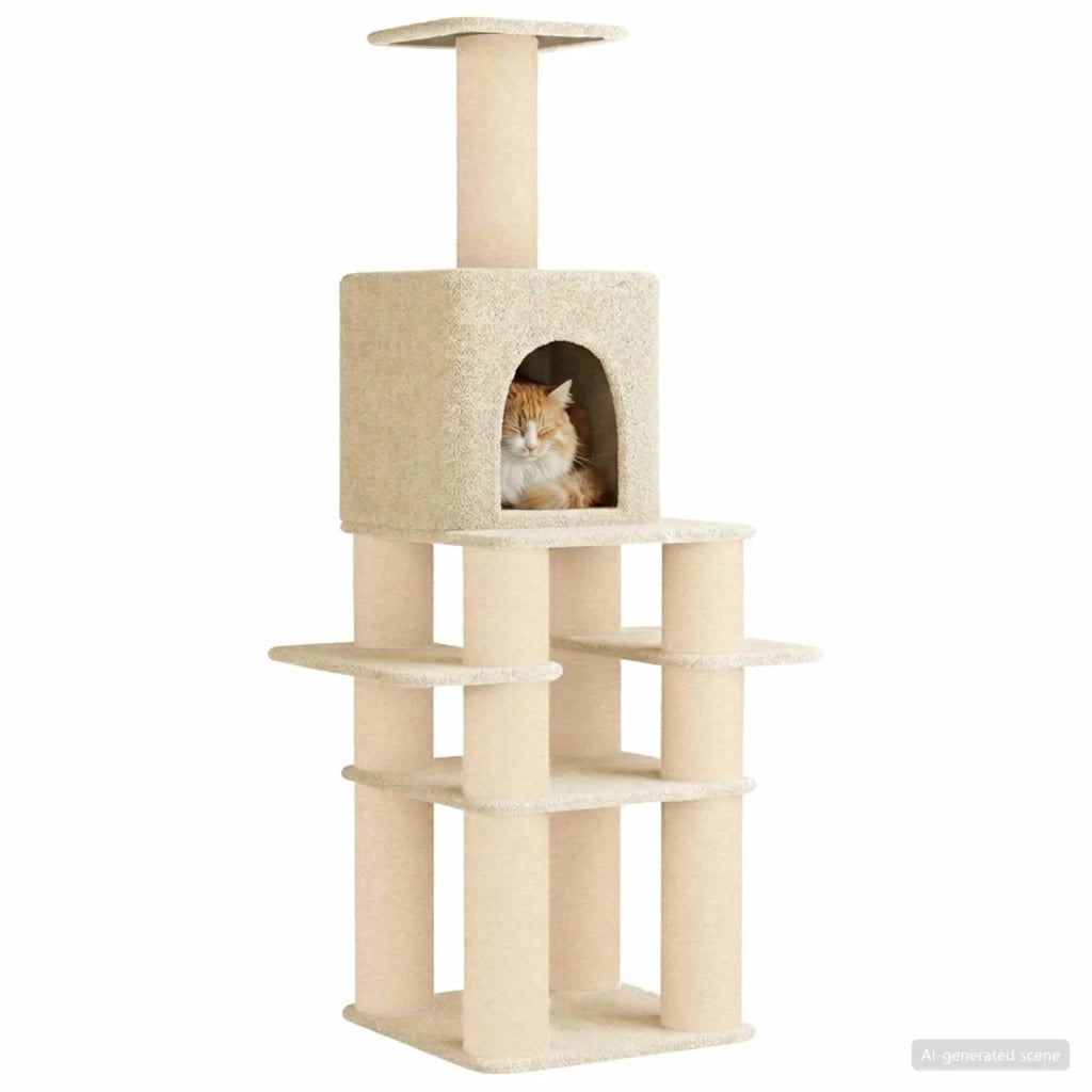 Albero per gatti con pali per graffiare in sisal Crema 180 cm 42033042