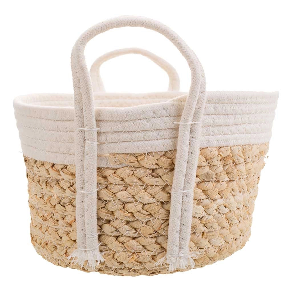 Cesto in corda intrecciata bianca 36x26x16h