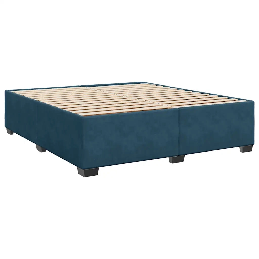 Giroletto a Molle con Materasso Blu Scuro 200x200 cm in Velluto