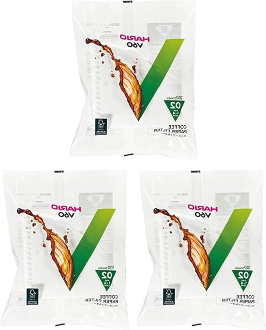 Set di 3 x 100 Filtro Bianco per Macchinette da Caffè V60 02-VCF-02-100 W