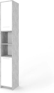 Set di mobili da bagno Maris, Bianco, 2 pezzi, con colonna e mobile a specchio per bagno, composto da armadio alto e armadietto a specchio