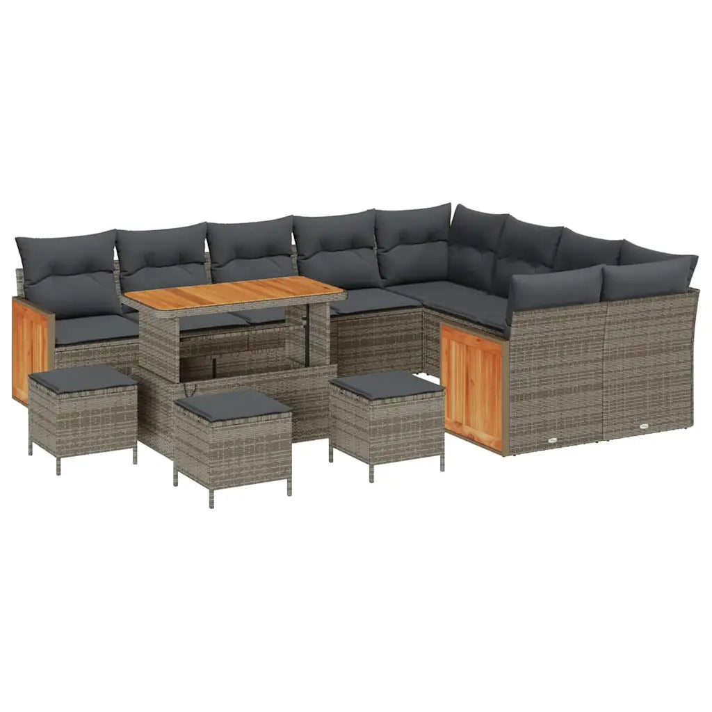 Set Divano da Giardino con cuscino 14 pcs Grigio polyrattan 3365303