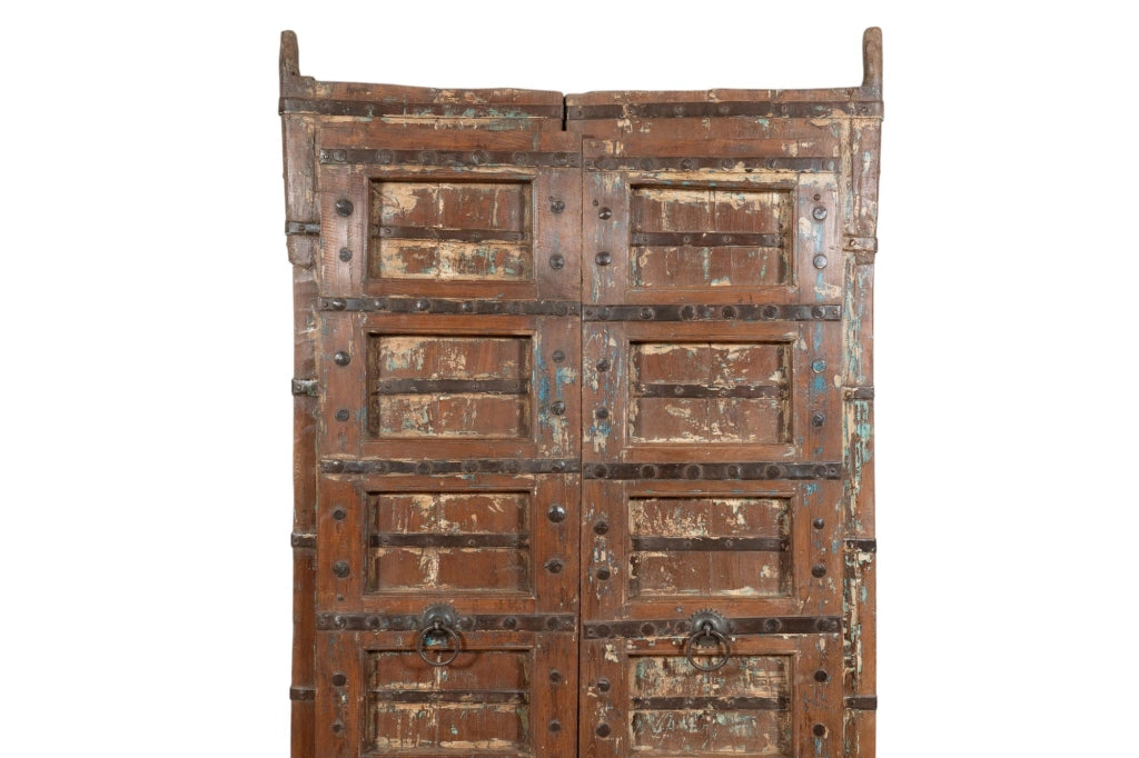 Biscottini Porta portone in legno massello e ferro da interno o da esterno vecchia e antica medievale